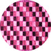 Round Checkered Pink Modern Rug, abs12pnk