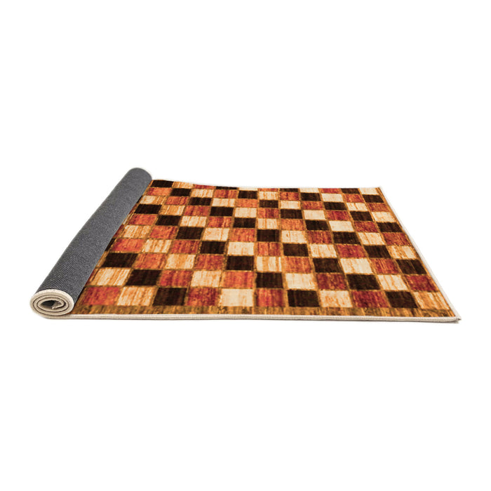 Sideview of Checkered Orange Modern Rug, abs12org
