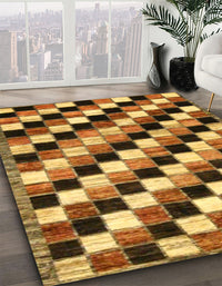 Abstract Yellow Checkered Rug, abs12