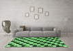 Machine Washable Checkered Emerald Green Modern Area Rugs in a Living Room,, wshabs12emgrn