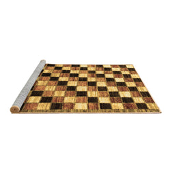 Sideview of Machine Washable Checkered Brown Modern Rug, wshabs12brn