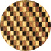 Round Checkered Brown Modern Rug, abs12brn