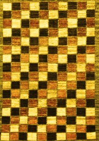 Checkered Yellow Modern Rug, abs12yw