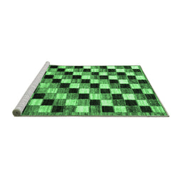 Sideview of Machine Washable Checkered Emerald Green Modern Area Rugs, wshabs12emgrn