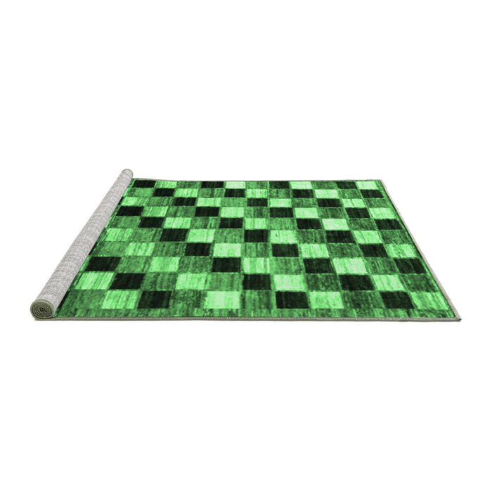 Sideview of Machine Washable Checkered Emerald Green Modern Area Rugs, wshabs12emgrn