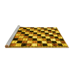 Sideview of Machine Washable Checkered Yellow Modern Rug, wshabs12yw