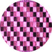 Round Machine Washable Checkered Purple Modern Area Rugs, wshabs12pur