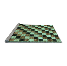Sideview of Machine Washable Checkered Light Blue Modern Rug, wshabs12lblu