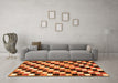 Machine Washable Checkered Orange Modern Area Rugs in a Living Room, wshabs12org