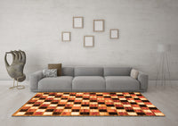 Machine Washable Checkered Orange Modern Rug, wshabs12org