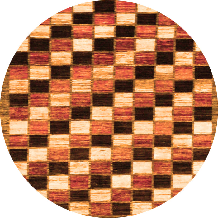 Round Checkered Orange Modern Rug, abs12org
