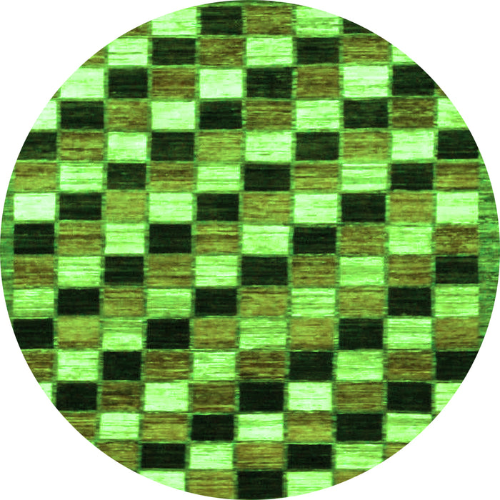 Round Checkered Green Modern Rug, abs12grn
