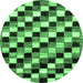 Round Machine Washable Checkered Emerald Green Modern Area Rugs, wshabs12emgrn