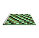 Sideview of Machine Washable Checkered Turquoise Modern Area Rugs, wshabs12turq