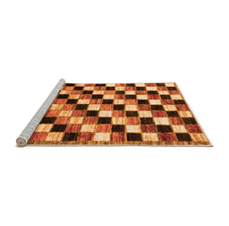 Sideview of Machine Washable Checkered Orange Modern Area Rugs, wshabs12org