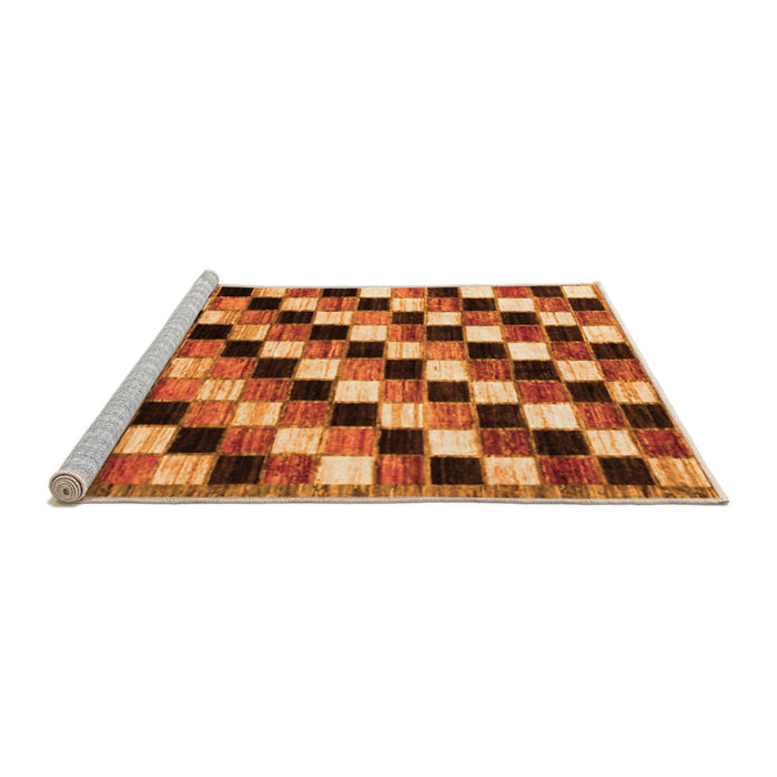 Sideview of Machine Washable Checkered Orange Modern Area Rugs, wshabs12org