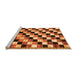 Sideview of Machine Washable Checkered Orange Modern Area Rugs, wshabs12org