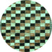 Round Checkered Light Blue Modern Rug, abs12lblu