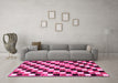 Machine Washable Checkered Pink Modern Rug in a Living Room, wshabs12pnk