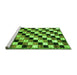 Sideview of Machine Washable Checkered Green Modern Area Rugs, wshabs12grn