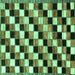Square Machine Washable Checkered Turquoise Modern Area Rugs, wshabs12turq