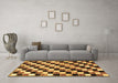 Machine Washable Checkered Brown Modern Rug in a Living Room,, wshabs12brn