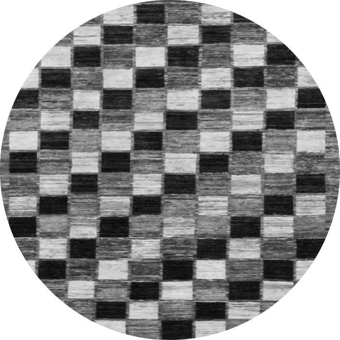 Round Machine Washable Checkered Gray Modern Rug, wshabs12gry