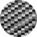 Round Machine Washable Checkered Gray Modern Rug, wshabs12gry