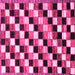Square Machine Washable Checkered Pink Modern Rug, wshabs12pnk