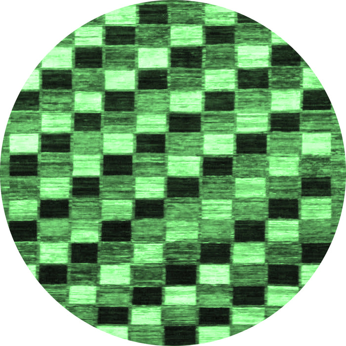 Round Checkered Emerald Green Modern Rug, abs12emgrn