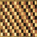 Square Machine Washable Checkered Brown Modern Rug, wshabs12brn