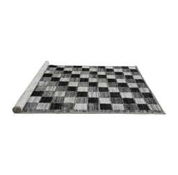 Sideview of Machine Washable Checkered Gray Modern Rug, wshabs12gry