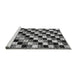 Sideview of Machine Washable Checkered Gray Modern Rug, wshabs12gry