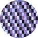 Round Machine Washable Checkered Blue Modern Rug, wshabs12blu