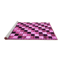 Sideview of Machine Washable Checkered Purple Modern Area Rugs, wshabs12pur