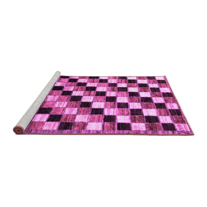 Sideview of Machine Washable Checkered Purple Modern Area Rugs, wshabs12pur