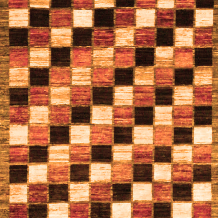 Machine Washable Checkered Orange Modern Area Rugs, wshabs12org