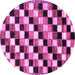 Round Checkered Purple Modern Rug, abs12pur