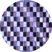 Round Checkered Blue Modern Rug, abs12blu