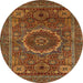 Round Machine Washable Abstract Light Brown Rug, wshabs1300