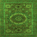 Square Machine Washable Abstract Green Modern Area Rugs, wshabs1300grn