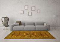 Machine Washable Abstract Yellow Modern Rug, wshabs1300yw