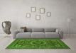 Machine Washable Abstract Green Modern Area Rugs in a Living Room,, wshabs1300grn