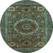 Round Abstract Light Blue Modern Rug, abs1300lblu