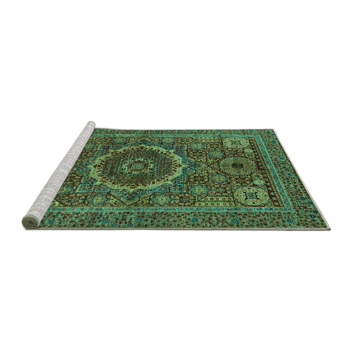 Sideview of Machine Washable Abstract Turquoise Modern Area Rugs, wshabs1300turq