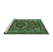 Sideview of Machine Washable Abstract Turquoise Modern Area Rugs, wshabs1300turq