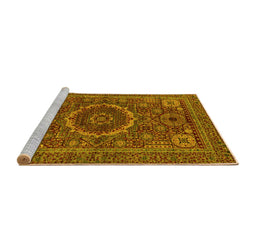 Sideview of Machine Washable Abstract Yellow Modern Rug, wshabs1300yw