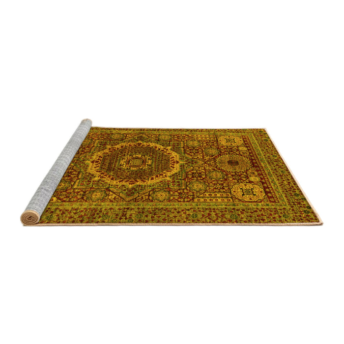Sideview of Machine Washable Abstract Yellow Modern Rug, wshabs1300yw