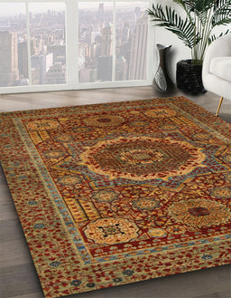 Machine Washable Abstract Light Brown Rug in a Family Room, wshabs1300