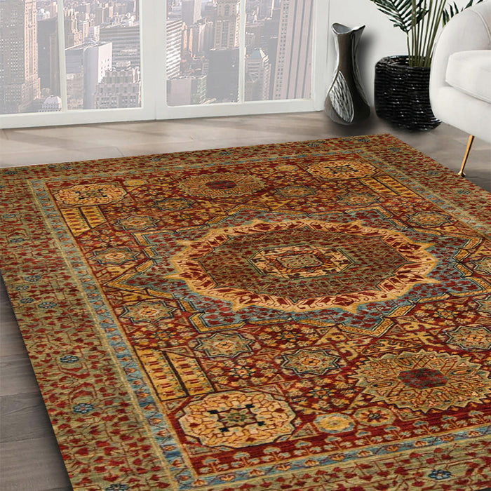 Machine Washable Abstract Light Brown Rug in a Family Room, wshabs1300